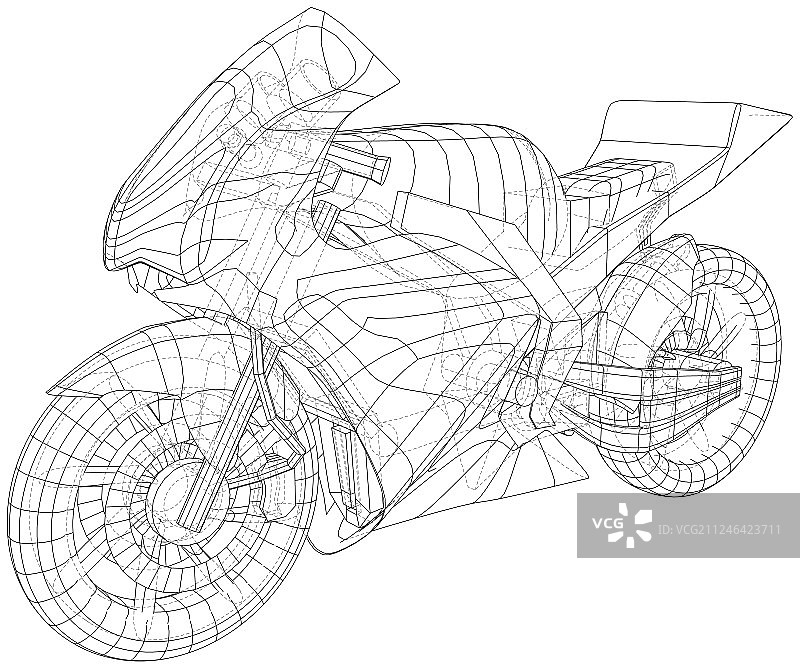 运动摩托车技术线框图片素材