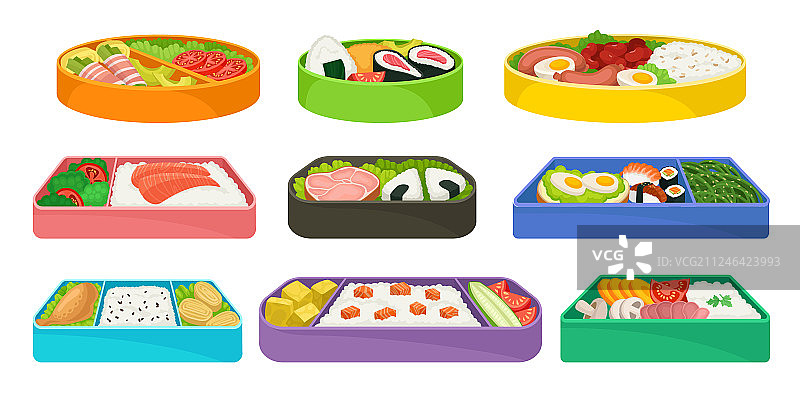 色彩鲜艳的日式午餐盒套餐图片素材