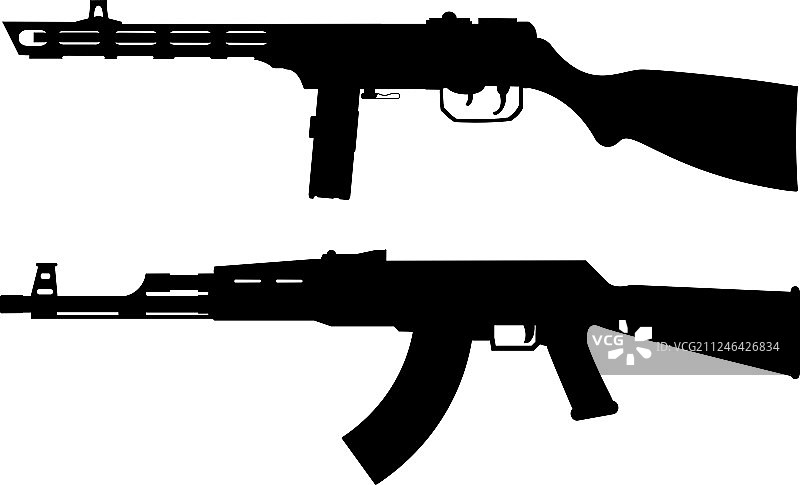 苏联机枪的剪影图片素材