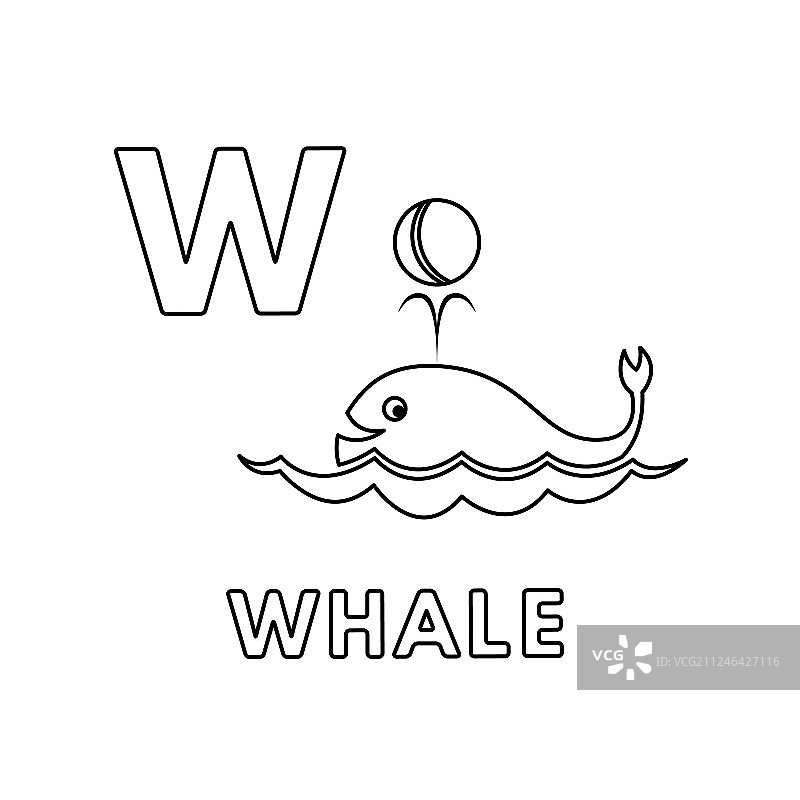 可爱卡通动物字母鲸鱼图片素材