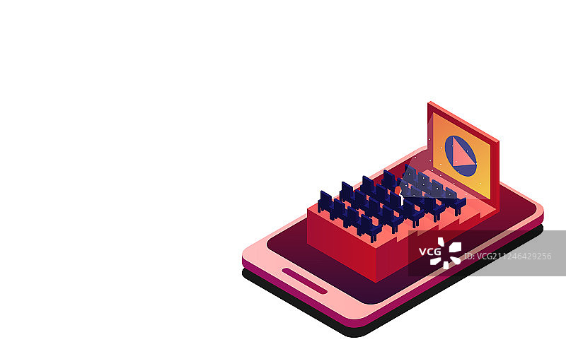 2.5D电影院大厅与排排座位图片素材