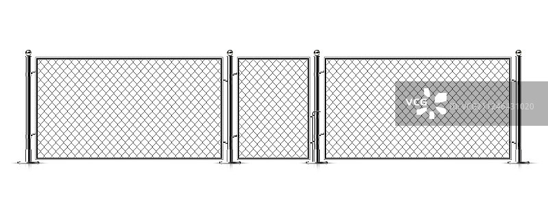 逼真金属网状围栏图片素材