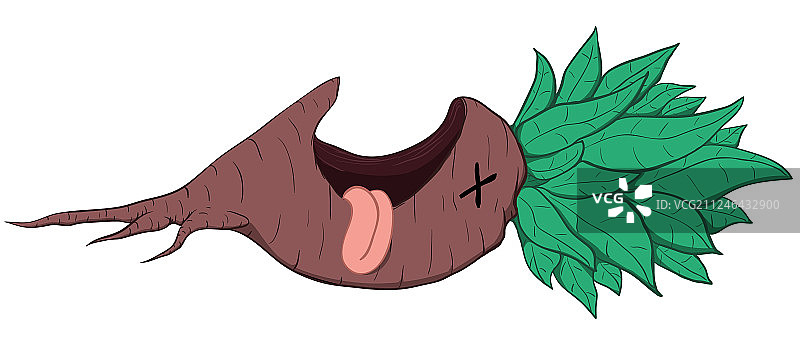 枯萎的甜菜卡通彩色插画图片素材