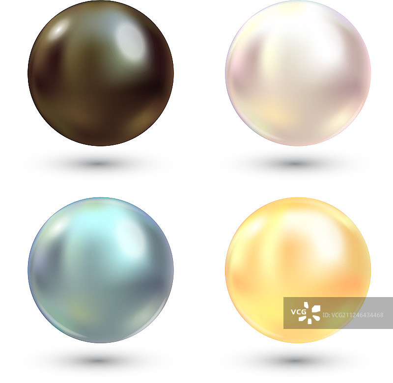 逼真的彩色珍珠首饰套装图片素材