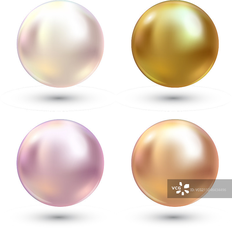 逼真的彩色珍珠首饰套装图片素材