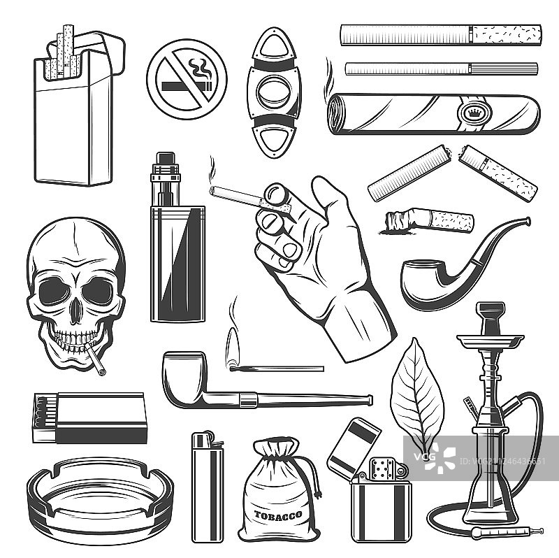 吸烟，雪茄和水烟图片素材