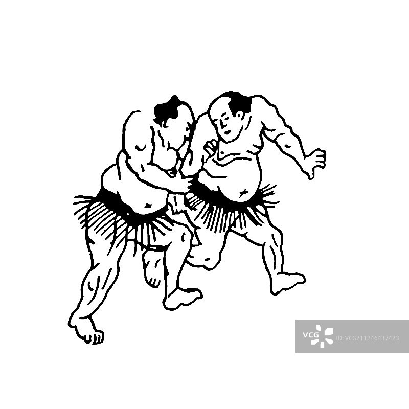 手绘相扑摔跤手图片素材
