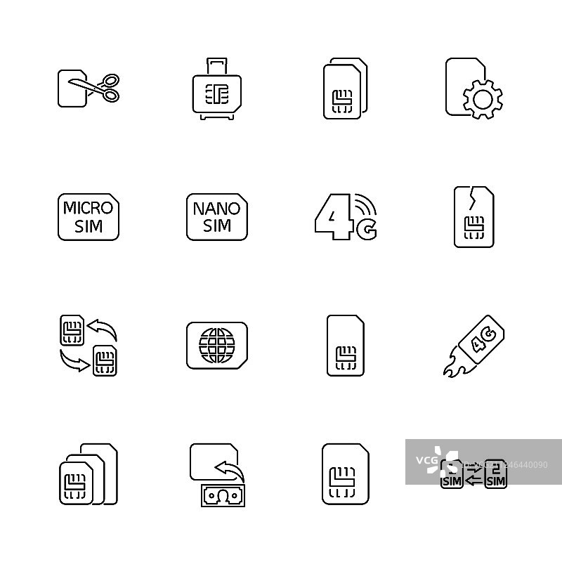 SIM卡扁平图标图片素材