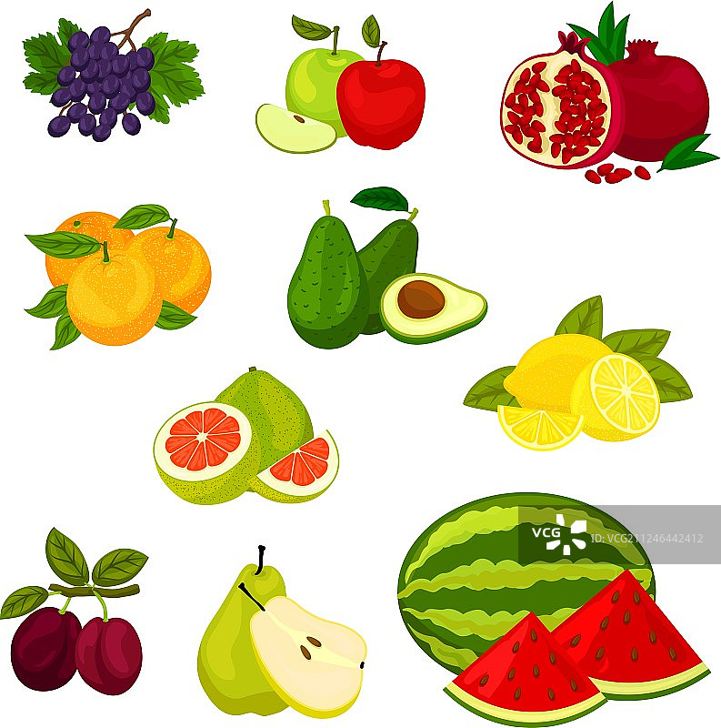 新鲜水果独立图标集图片素材