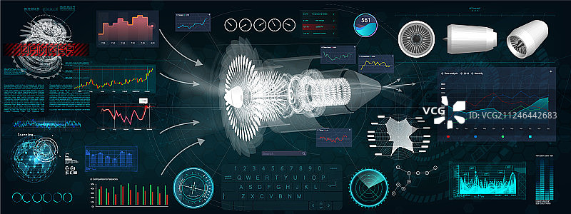 HUD风格的喷气发动机2.5D图图片素材