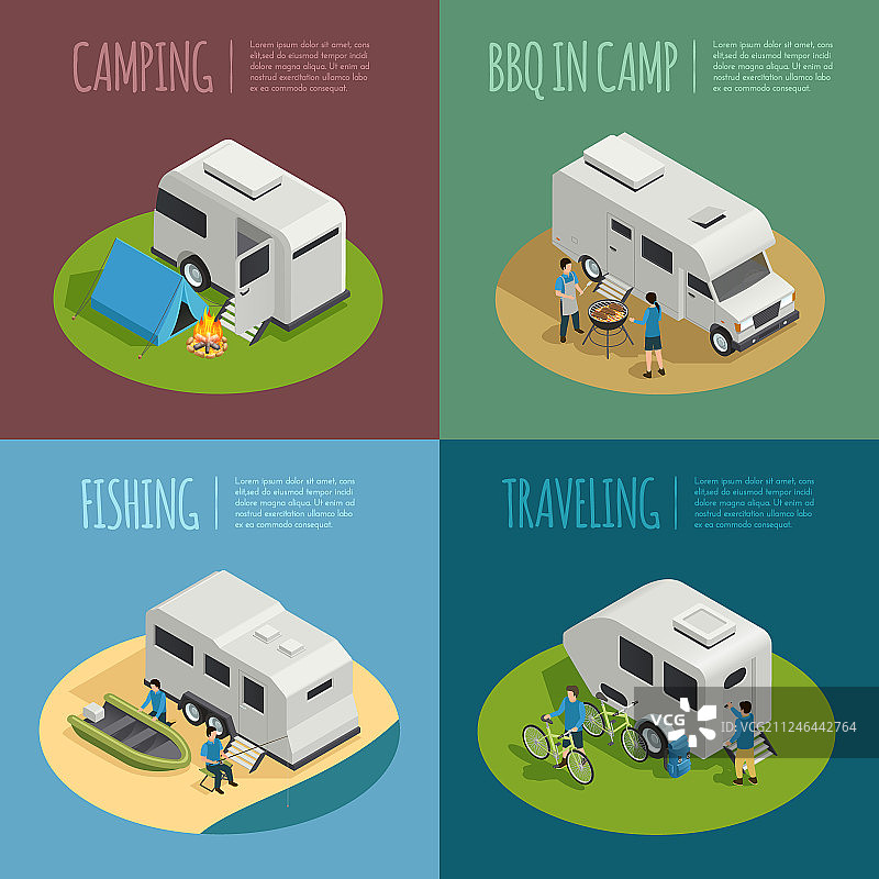 休闲车概念图标集图片素材