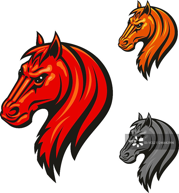 带有黑色眼睛的马头标志图片素材