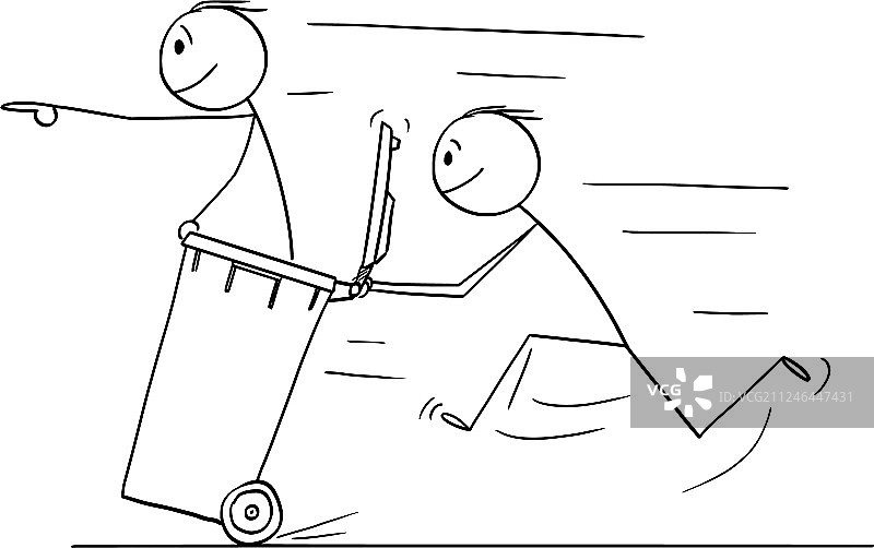 卡通男人或商人推着另一个人图片素材
