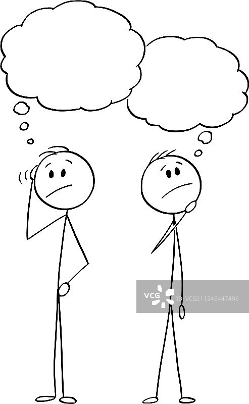 思考中的卡通男人或商人图片素材