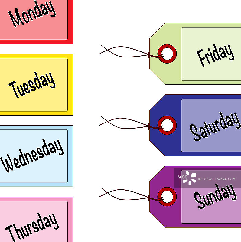 漂亮的粉彩色星期标签图片素材