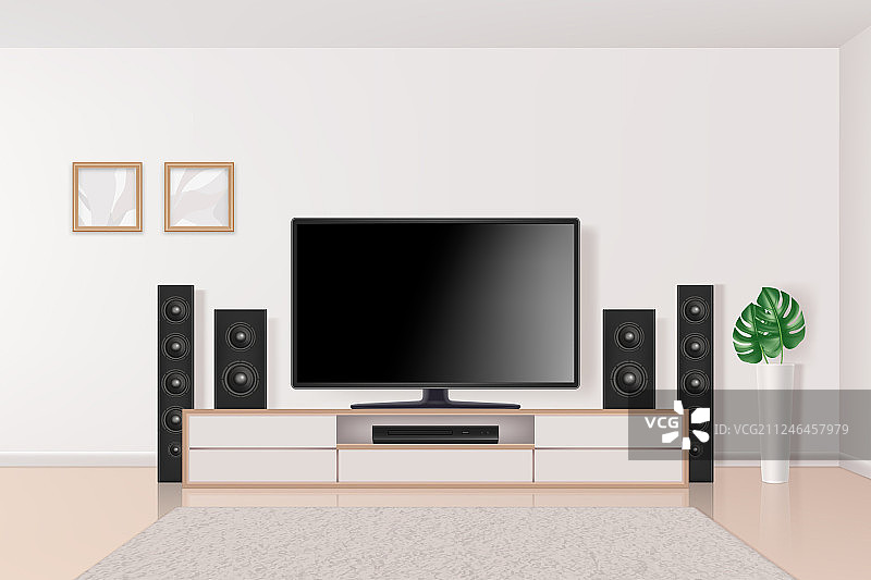 现代大型室内家居影院电视系统图片素材