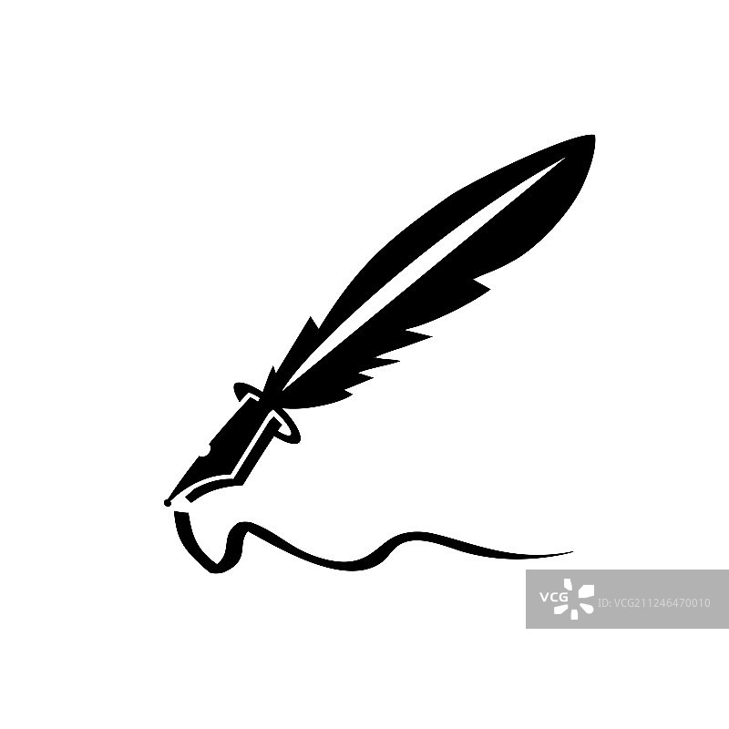 简约羽毛墨水笔图标和Logo图片素材