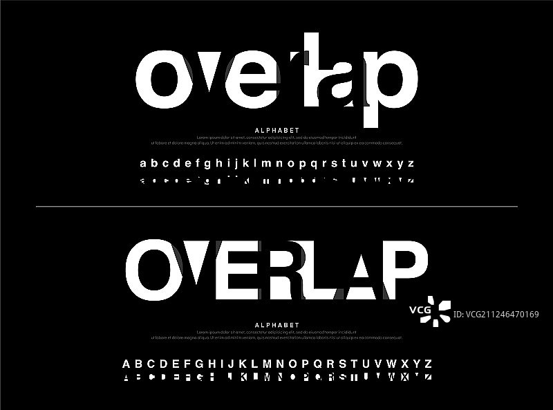 现代字母重叠风格书法字体图片素材