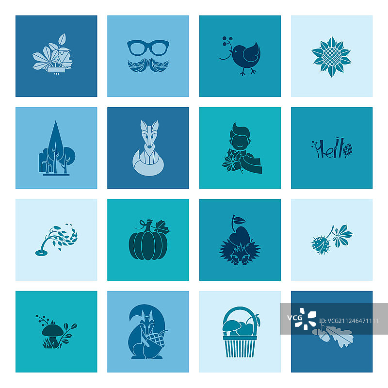 一套平坦的秋天图标图片素材