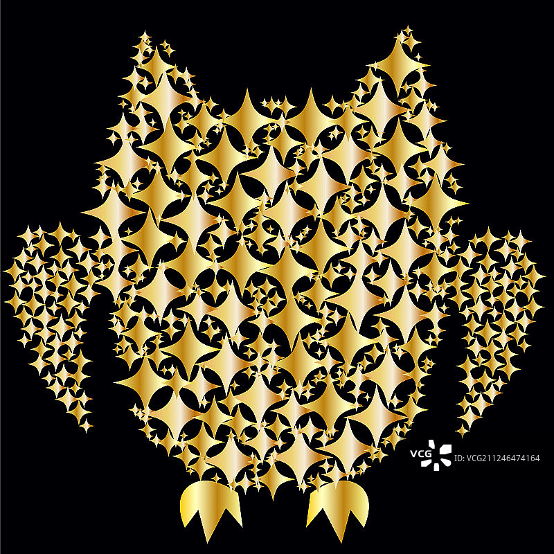 黑色背景上的金色猫头鹰图片素材