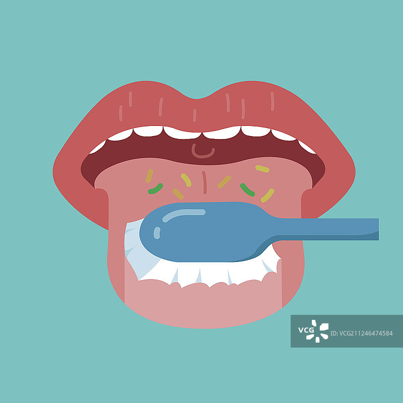 用牙刷清洁舌头图片素材