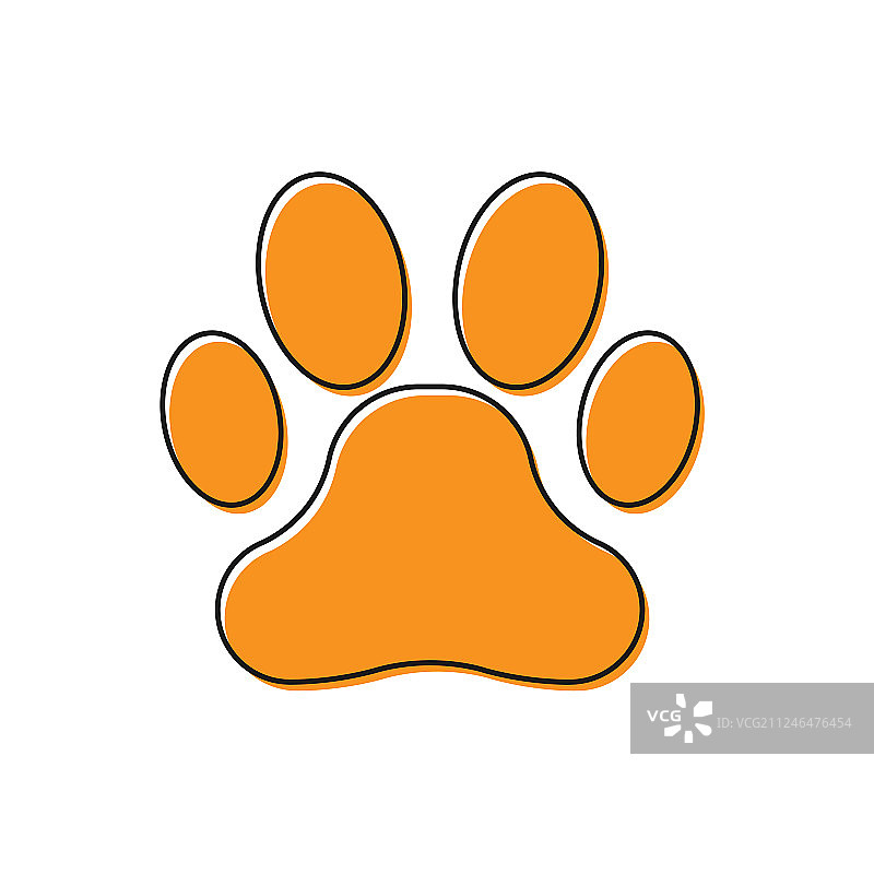 橙色爪印图标，白色背景图片素材