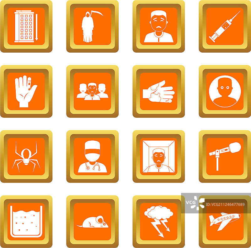 恐惧症符号图标集橙色图片素材