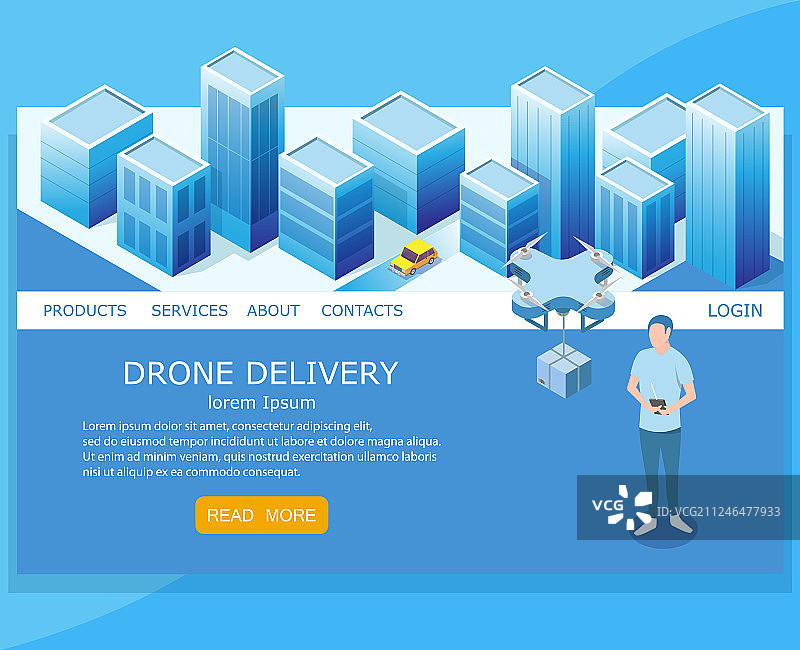 无人机配送网站着陆页设计图片素材