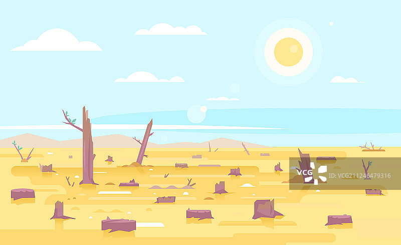 森林砍伐扁平概念背景图片素材