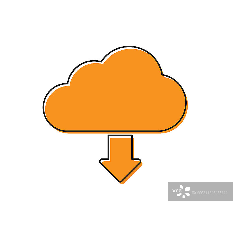 白色背景上的橙色云下载图标图片素材