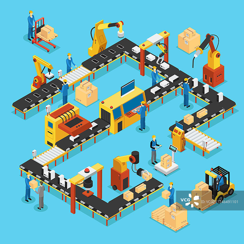 2.5D自动化生产线概念图片素材