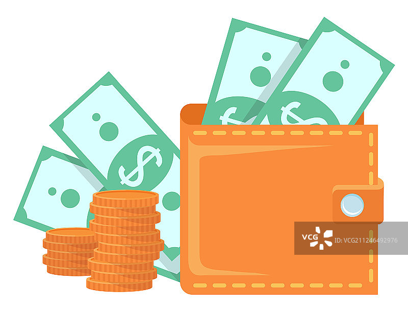 装满金币的钱包图片素材