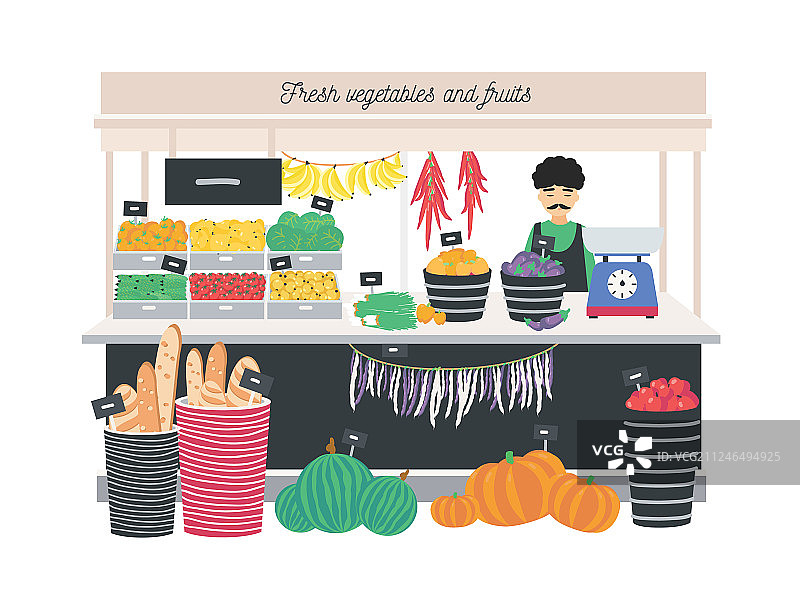 蔬菜水果店 продавщица 柜台摊位图片素材