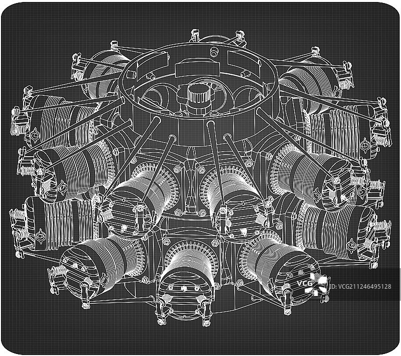 灰色背景上的星型发动机图片素材