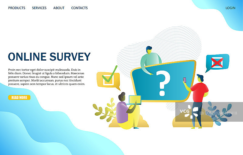 在线调查网站着陆页设计图片素材