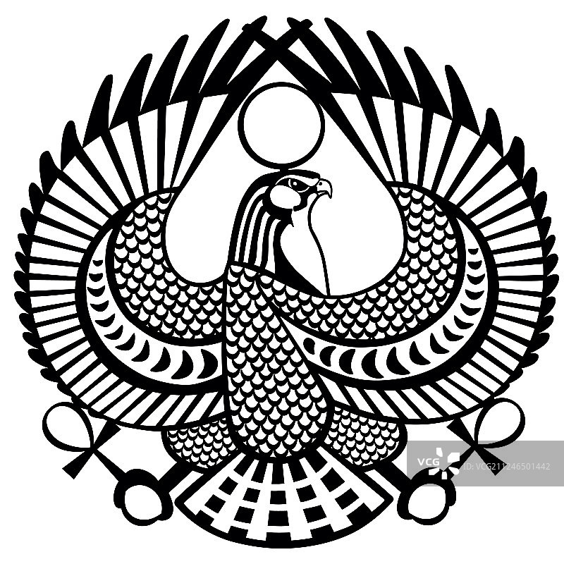 荷鲁斯之鹰黑白标志图片素材