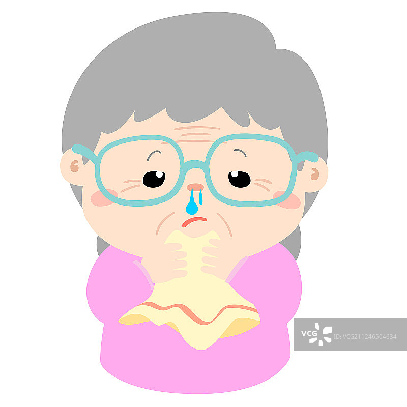 卡通奶奶流鼻涕图片素材