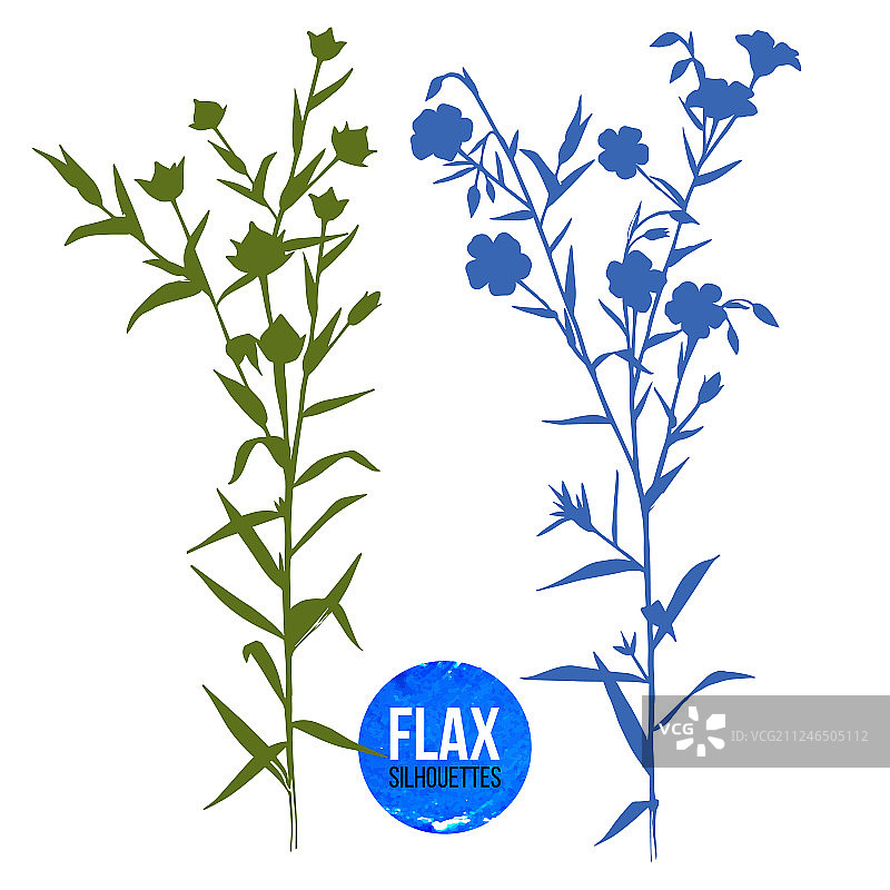 手绘亚麻植物剪影图片素材