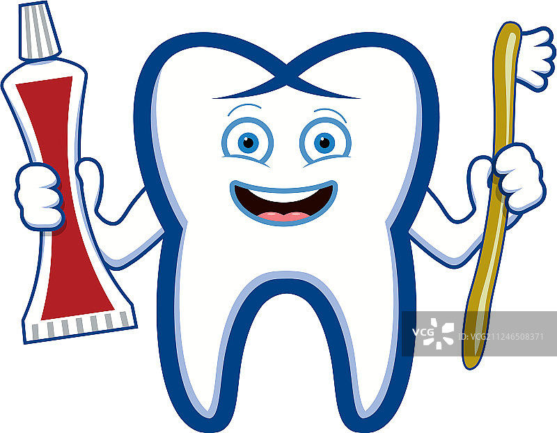 快乐微笑的牙齿拿着牙刷图片素材