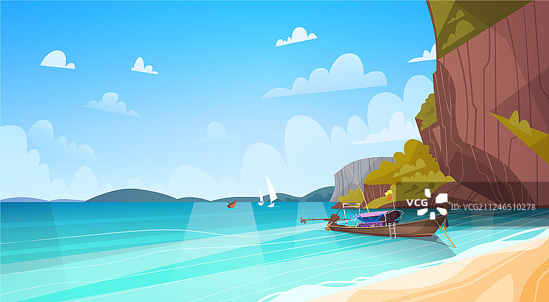 泰国风景长尾船海景图片素材