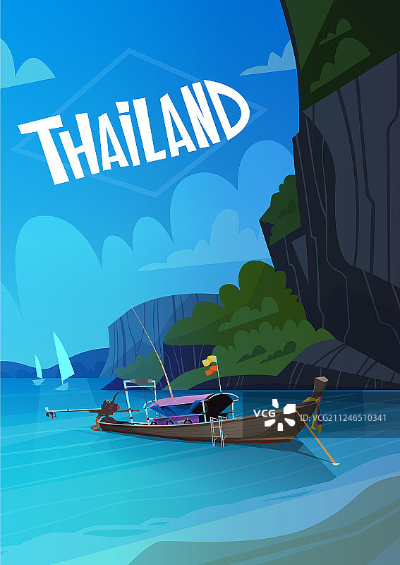 泰国风景长尾船海景图片素材