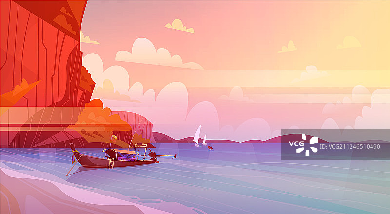 泰国风景长尾船海景图片素材