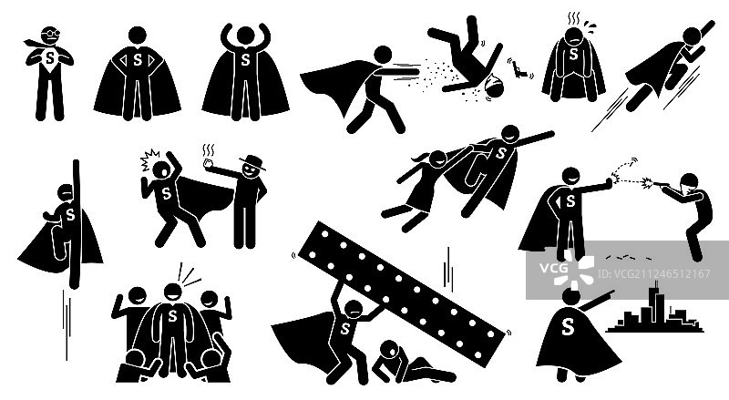 火柴人超人英雄剪贴画图片素材