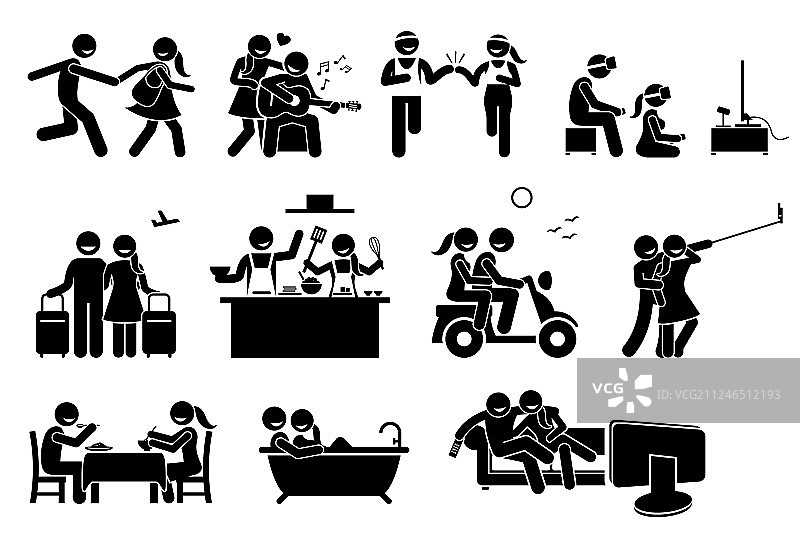 快乐的情侣活动简笔画图片素材