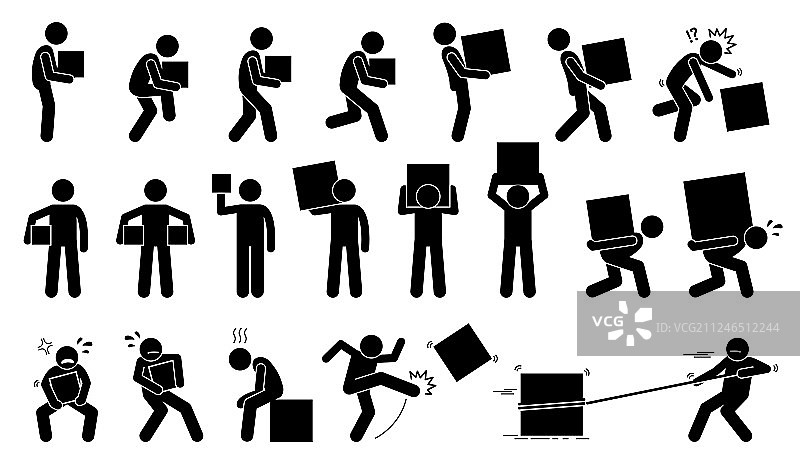 男子搬运重物示意图图片素材