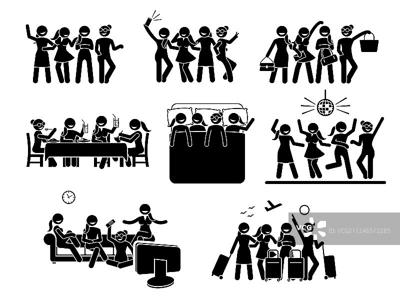 女人们和一群最好的朋友一起出去玩图片素材