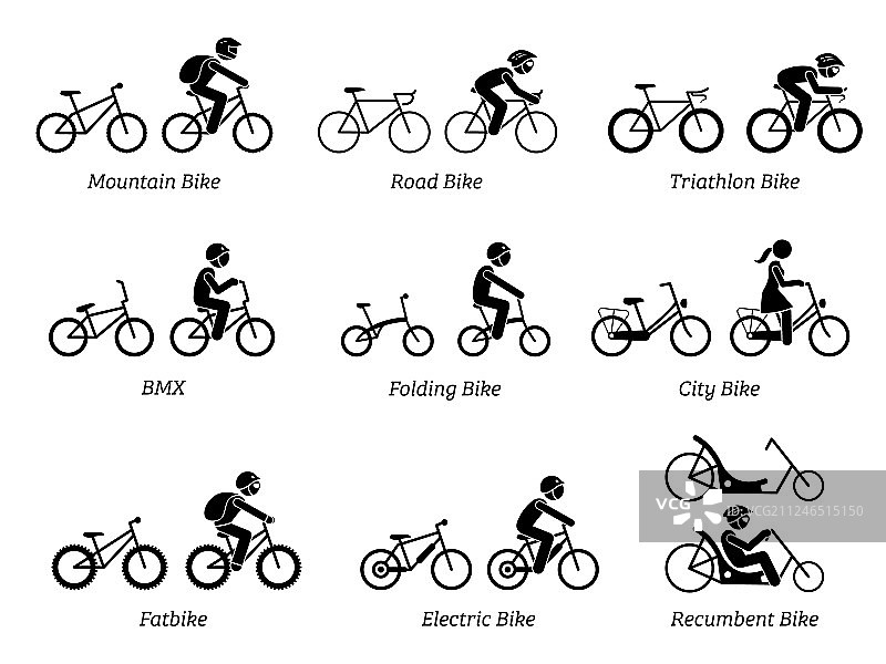 自行车和骑行者象形图图片素材