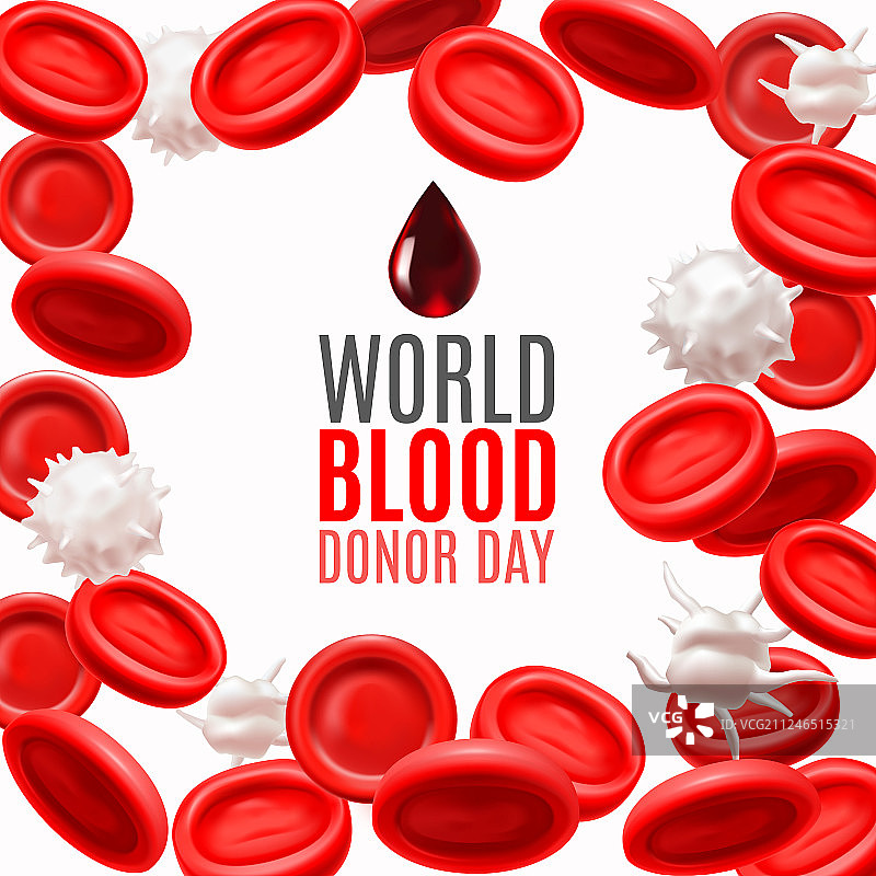 世界献血者日概念与血细胞图片素材
