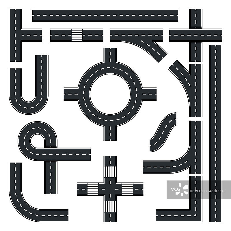 无缝道路顶部的交通枢纽套件图片素材