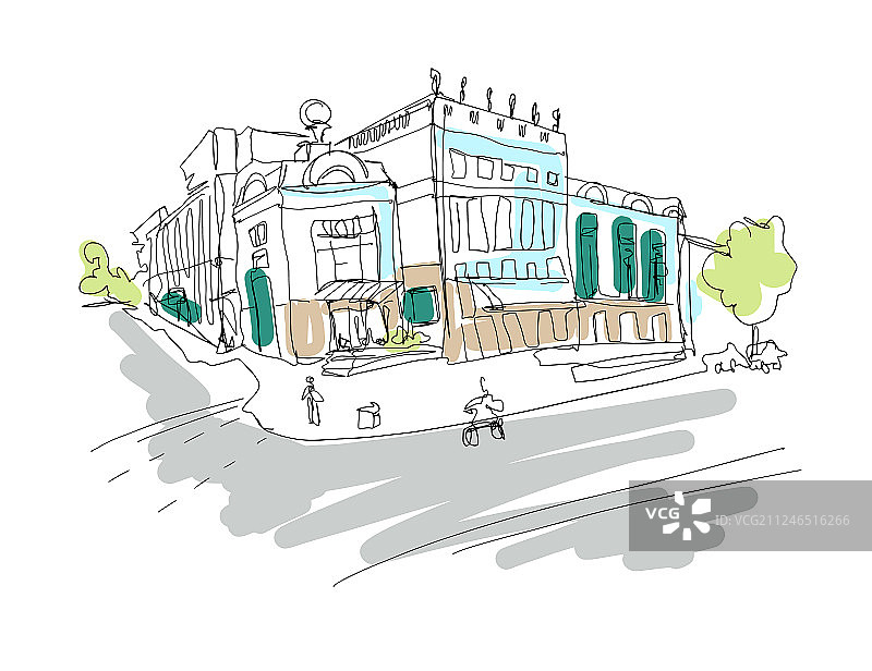 基辅景观的数字简约绘画图片素材